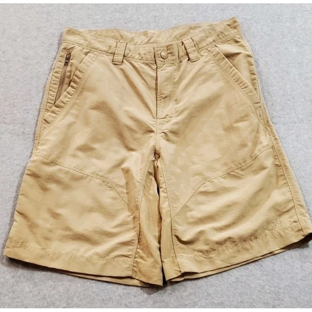 North Face Men's Axez Shorts Size 32 Tan 5-pocket Zipper Hiking Outdoors